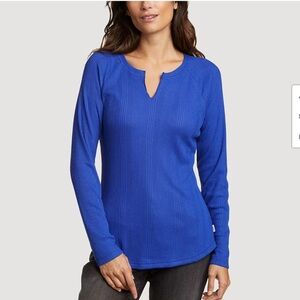 Eddie Bauer Women's Canyon Heights Notch Neck Top Green- Size Medium